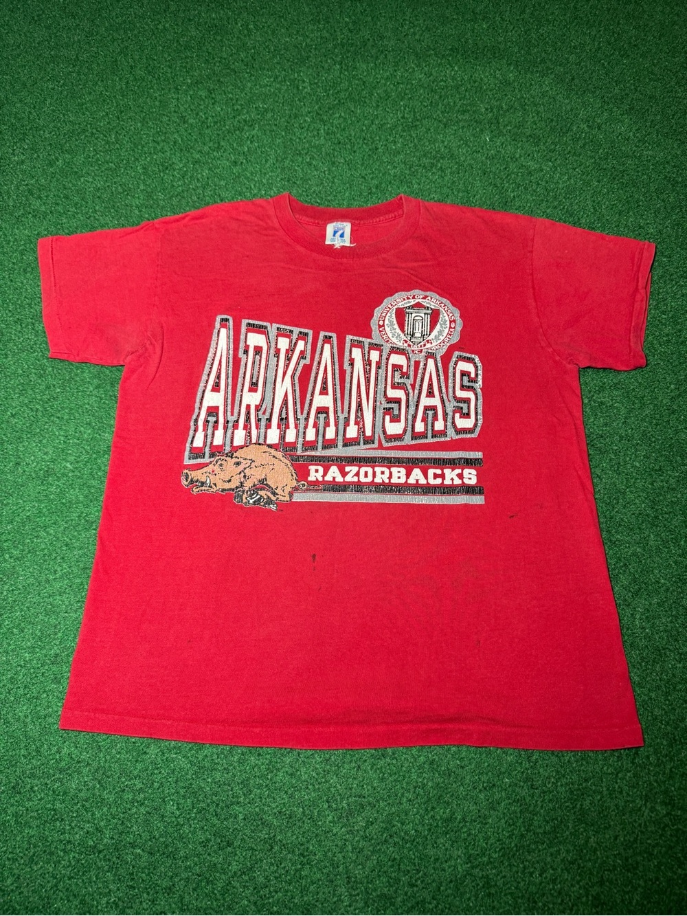 Arkansas Razorbacks Vintage T Shirt 90s M/L 21x26 Red College Retro Logo 7